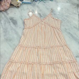Gianni Bini Kids Peach and White Striped Dress